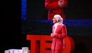 Shaikha Al Jassasi, from Oman, delivering her keynote speech at TEDinArabic, organised by TED and Qatar Foundation, in Jordan.  