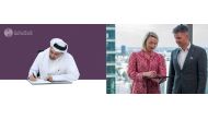 FROM LEFT TO RIGHT: Yousuf Mohamed Al Jaida, CEO at QFC with Piotr Mieczkowski, Managing Director and Aleksandra Brzozowska, Member of the Management at Digital Poland Foundation during the MoU signing ceremony, recently. 