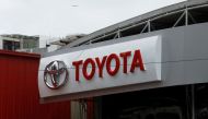 FILE PHOTO: Toyota's logo is seen at a Toyota Society Motors showroom in Karachi, Pakistan, July 27, 2022. REUTERS/Akhtar Soomro/File Photo