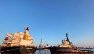 The Panama-flagged bulk carrier Navi-star is seen in the sea port in Odesa after restarting grain export, amid Russia's attack on Ukraine, Ukraine, August 5, 2022. (Press service of the Ministry of Infrastructure of Ukraine/Handout via REUTERS)