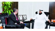 Qatar Chamber Board Member Dr. Mohamed Jawhar Al Mohammed, with the Representative of the Standing Committee for Economic and Commercial Cooperation of the Organization of the Islamic Cooperation (COMCEC) Dr. Volkan Recai, during the meeting, yesterday. 