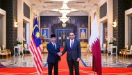 King of Malaysia H M Al Sultan Abdullah Ri’ayatuddin Al Mustafa Billah with Deputy Prime Minister and Minister of Foreign Affairs H E Sheikh Mohammed bin Abdulrahman Al Thani, during his Malaysia visit recently.