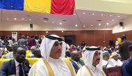 National Security Adviser to H H the Amir, H E Mohammed bin Ahmed Al Misnad, and Secretary General of the Ministry of Foreign Affairs, H E Ahmed bin Hassan Al Hammadi, attending the opening ceremony of a national dialogue in N'Djamena, Chad, yesterday.  