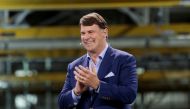 Ford CEO Jim Farley during the official launch of the all-new Ford F-150 Lightning electric pickup truck at the Ford Rouge Electric Vehicle Center in Dearborn, Michigan, US, on April 26, 2022. (REUTERS/Rebecca Cook)