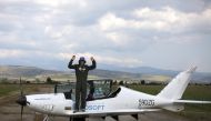 Mack Rutherford poses after his arrival at an airport near Radomir, Bulgaria, August 24, 2022. (REUTERS/Stoyan Nenov)