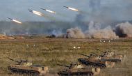 A general view shows the Mulino training ground during the active phase of the military exercises 