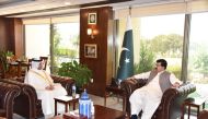 Chairman of the Senate of Pakistan H E Muhammad Sadiq Sanjrani and Ambassador of Qatar to Pakistan H E Sheikh Saoud bin Abdulrahman Al Thani during their meeting.