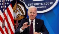 US President Joe Biden delivers remarks at an 