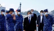 Japan's Defense Minister Yasukazu Hamada inspects the naval ship 'Mogami', featuring stealth capability, at the Japan Maritime Self-Defense Force (JMSDF) naval base in Yokosuka, Kanagawa Prefecture, Japan, on September 5, 2022. REUTERS/Kim Kyung-Hoon/Pool
 