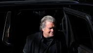 Former US President Donald Trump's White House chief strategist Steve Bannon arrives to surrender at the Manhattan District Attorney's Office in Manhattan, New York City, on September 8, 2022. REUTERS/Andrew Kelly