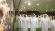 Minister of Culture H E Sheikh Abdulrahman bin Hamad Al Thani  with other dignitaries during the inauguration of the “90 Minutes” exhibition  at Katara, yesterday.
