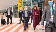 Antonio Guterres, United Nations Secretary General, walks with Pakistan's Minister of State for Foreign Affairs Hina Rabbani Khar, upon his arrival at the Islamabad International Airport in Islamabad, Pakistan September 9, 2022. Press Information Department (PID)/Handout via REUTERS