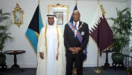 Governor-General of the Bahamas H E Cornelius Alvin Smith with  Non-resident Ambassador Extraordinary and Plenipotentiary of Qatar to the Bahamas H E Jamal Nasser Al Badr.