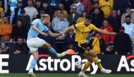 Manchester City's Erling Braut Haaland scores their second goal against Wolverhampton Wanderers at the Molineux Stadium in Wolverhampton on September 17, 2022.  REUTERS/Peter Powell