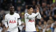 Tottenham Hotspur's Son Heung-min and Yves Bissouma (left) celebrate after their EPL match against Leicester City at the Tottenham Hotspur Stadium in London on September 17, 2022.  Action Images via Reuters/Peter Cziborra 