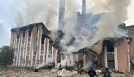 A view shows the Sloviansk Thermal Power Plant damaged by a Russian military strike, amid their attack on Ukraine, in the village of Mykolaivka, Donetsk region, Ukraine, in this handout picture released on September 18, 2022. Press service of the Donetsk Regional Military-Civil Administration/Handout via REUTERS