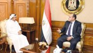 Egyptian Minister of Trade and Industry H E Dr Ahmed Samir and Qatar Chamber Chairman Sheikh Khalifa bin Jassim Al Thani during the meeting on the sidelines of the Arab Labour Conference, in Cairo, recently.  