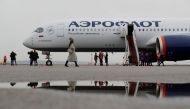 A view shows the first Airbus A350-900 aircraft of Russia's flagship airline Aeroflot during a media presentation at Sheremetyevo International Airport outside Moscow, Russia, on March 4, 2020. File Photo / Reuters

