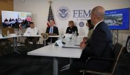 US President Joe Biden receives a briefing on hurricane Fiona’s impact on Puerto Rico from FEMA and other officials at the FEMA Region 2 office in New York on September 22, 2022. REUTERS/Leah Millis