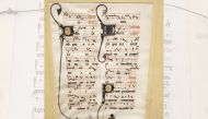 Bargain hunter Will Sideri discovered a leaf from a 700-year-old manuscript that was used in the Beauvais Cathedral in France, while dropping by an estate sale in Maine. (Will Sideri via AP)