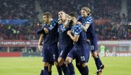 Croatia's Dejan Lovren celebrates scoring their third goal with teammates during the UEFA Nations League Group A  match against Austria at the Ernst Happel Stadium, Vienna, Austria, on September 25, 2022.  REUTERS/Lisa Leutner
 
