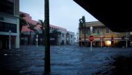 A flooded street is seen in downtown as Hurricane Ian makes landfall in southwestern Florida, in Fort Myers, Florida, U.S. September 28, 2022. REUTERS. 
