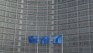 File Photo: European Union flags fly outside the European Commission headquarters in Brussels, Belgium, April 10, 2019. (REUTERS/Yves Herman)

