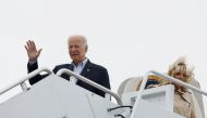 US President Joe Biden and First Lady Jill Biden depart Joint Base Andrews for Puerto Rico, in Maryland, US, October 3, 2022. (REUTERS/Evelyn Hockstein)

