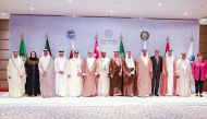 Minister of Finance H E Ali bin Ahmed Al Kuwari (4th left), Governor of Qatar Central Bank (QCB) H E Sheikh Bandar bin Mohammed bin Saud Al Thani (5th left), and Managing Director of the International Monetary Fund Kristalina Georgieva (right) with Their excellencies, during the meeting, in Riyadh. 