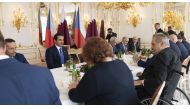Amir H H Sheikh Tamim bin Hamad Al Thani during talks with President of the Czech Republic H E Milos Zeman at the presidential residence in Prague Castle, Prague, yesterday. 