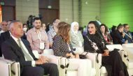 H H Sheikha Moza bint Nasser (third left), Chairperson of Qatar Foundation, during a panel discussion at WISH 2022 summit.