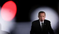 Turkey's President Tayyip Erdogan attends a news conference during the Informal EU 27 Summit and Meeting within the European Political Community at Prague Castle in Prague, Czech Republic, October 6, 2022. (REUTERS/Leonhard Foeger)