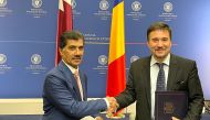Secretary-General of the Ministry of Foreign Affairs H E Dr. Ahmed bin Hassan Al Hammadi and  Secretary of State for Global Affairs and Diplomatic Strategies at the Romanian  Ministry of Foreign Affairs H E Traian Laurentiu Hristea during the meeting.
