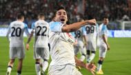 Napoli's Giovanni Simeone celebrates scoring their second goal against Cremonese during the Serie A match at the Stadio Giovanni Zini, Cremona, Italy, on October 9, 2022.  REUTERS/Alberto Lingria