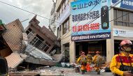 Firefighters work at the site where a building collapsed following a 6.8-magnitude earthquake, in Yuli, Hualien county, Taiwan, on September 18, 2022. File Photo / Reuters