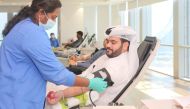 Staff from Masraf Al Rayan and Hamad Medical Corporation during the blood donation campaign, in Doha, recently. 