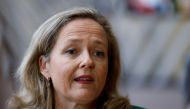 Spain's Economy Minister Nadia Calvino arrives for a Eurozone finance ministers meeting in Brussels, Belgium, July 11, 2022. REUTERS/Yves Herman
