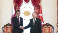 Amir H H Sheikh Tamim bin Hamad Al Thani and President of Turkiye H E Recep Tayyip Erdogan meet ahead of 8th session of the Qatari-Turkish Supreme Strategic Committee in Istanbul yesterday.
