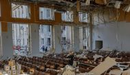A view shows a hall inside the city administration building hit by recent shelling in the course of Ukraine-Russia conflict, in Donetsk, Russian-controlled Ukraine, on October 16, 2022. REUTERS/Alexander Ermochenko