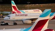 Aircrafts of Lufthansa's budget airline Eurowings stand on the tarmac of the Cologne-Bonn airport as Eurowings pilots go on a three-day strike, in Cologne, Germany, October, 17, 2022. REUTERS/Thilo Schmuelgen