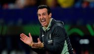 Villarreal coach Unai Emery reacts during the Europa Conference League Group C match against FK Austria Wien at Estadi Ciutat de Valencia, Valencia, Spain, on October 6, 2022.  REUTERS/Pablo Morano/File Photo