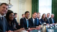 British Prime Minister Rishi Sunak, alongside Chancellor of the Exchequer Jeremy Hunt holds his first Cabinet meeting in Downing street, London, Britain, on October 26, 2022. Stefan Rousseau/Pool via REUTERS
 