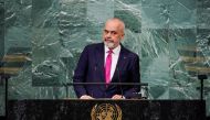 File Photo: Albanian Prime Minister Edi Rama addresses the 77th Session of the United Nations General Assembly at UN Headquarters in New York City, US, September 24, 2022. (REUTERS/Eduardo Munoz)