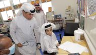 Undersecretary of the Ministry of Education and Higher Education Dr. Ibrahim bin Saleh Al Nuaimi during his visit to Ahmed bin Mohamed Al Thani Secondary School for Boys yesterday.
