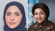 H E Maryam bint Abdullah Al Attiyah (left) and H E Amina Mohammed