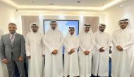 Minister of Environment and Climate Change H E Sheikh Dr. Faleh bin Nasser bin Ahmed bin Ali Al Thani (third left) with officials during the inaugurating ceremony of the Non-Ionizing Radiation Frequency Analysis Unit in Qatar.