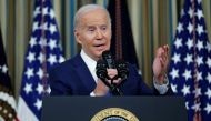 US President Joe Biden answers a question during a news conference held after the 2022 US midterm elections in the State Dining Room at the White House in Washington, US, November 9, 2022. (REUTERS/Tom Brenner)
