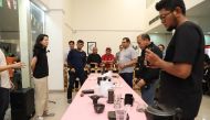 Participants during the manual coffee brew competition.