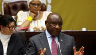 South African President Cyril Ramaphosa responds to National Assembly members' questions in parliament in Cape Town, South Africa, on November 3, 2022. REUTERS/Esa Alexander