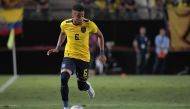 In this file photo taken on September 23, 2022, Ecuador's defender Byron Castillo controls the ball during the international friendly football match between Saudi Arabia and Ecuador at the Nueva Condomina stadium in Murcia, Ecuador. (AFP/Jose Jordan)